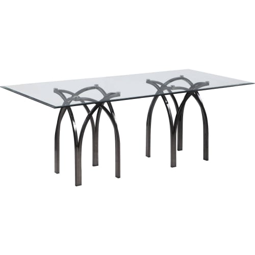 Juliette 84" Dining Table in Graphite Steel & Clear Glass